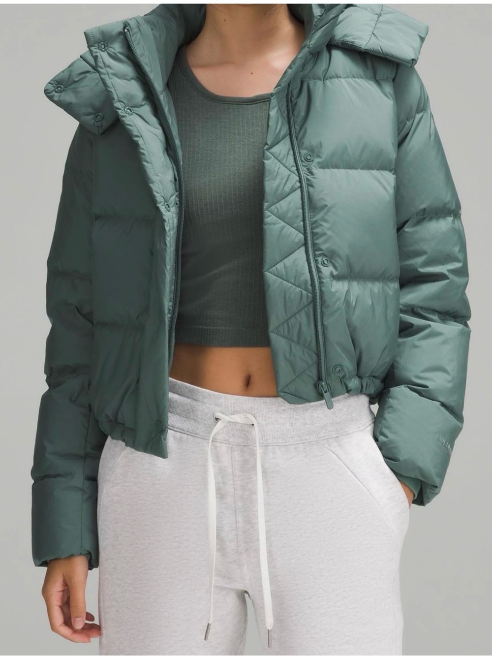 Lululemon wunder puff cropped - medium forest
